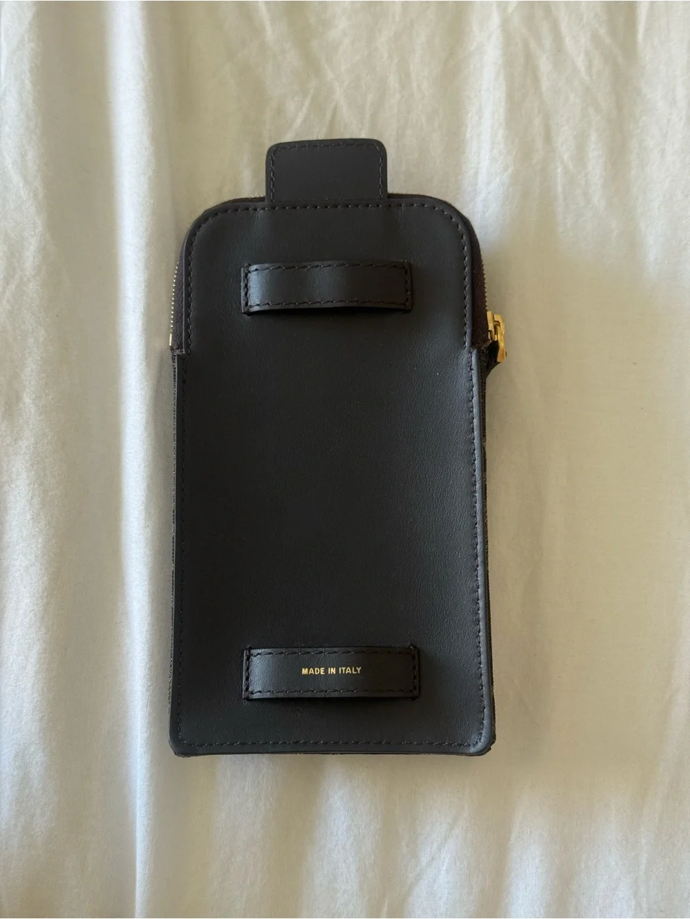 Fendi Brown & Black FF Logo Zip Phone Pouch
